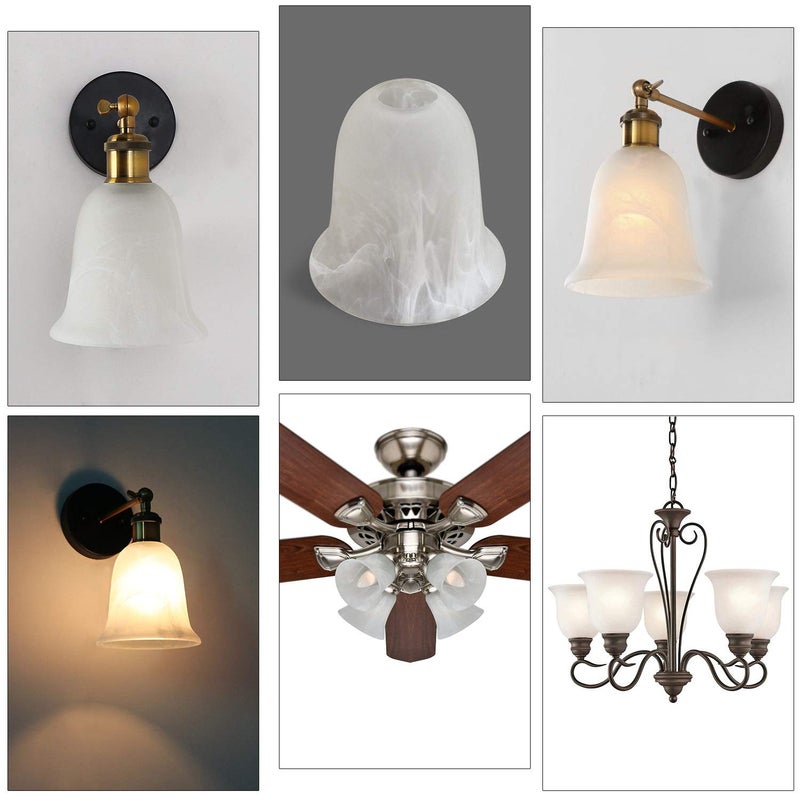 Giluta Bell Shaped Glass Shade, Alabaster Glass Shades Replacement for ceiling fan light wall light and pendant, Lipless with 1-5/8-inch Fitter Opening, 4 Pack - Image 4